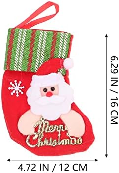 Mini meias de natal penduradas ornamentos: 4pcs meias de natal sacolas de doces com santa snowflake rendeer urso de férias