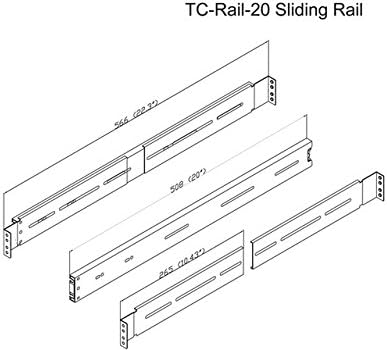 ISTAR TC-Rail-20 Kit de trilho deslizante de 20 polegadas para a maioria dos chassis de montagem de rack