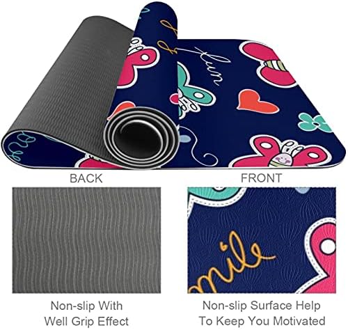 Mamacool Yoga Mat Butterfly Butterfly Blue Eco Friendly Non Slip Fitness Exercition tapete para pilates e exercícios de piso