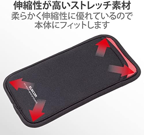 Bolsa de smartphone da Elecom P-04SNCBK, segura 1 unidade, tamanho pequeno, tipo de deslizamento, com bolso traseiro, preto
