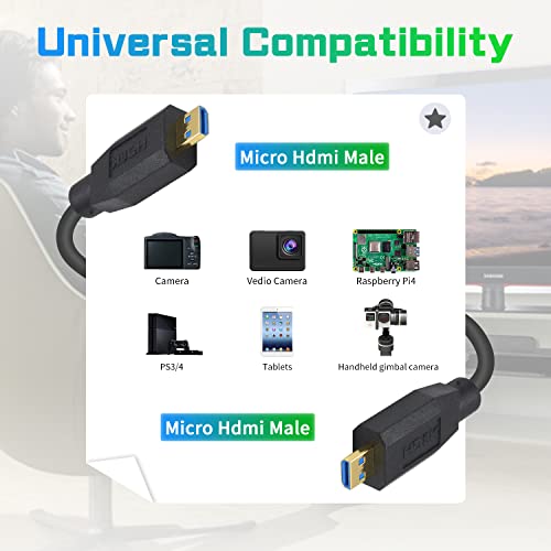 Duttek 8k Micro HDMI para Micro HDMI 2.1 Cabo, 48 Gbps Extreme Micro HDMI Male para Male Cabo enrolado para HDTVs, Camcorders,