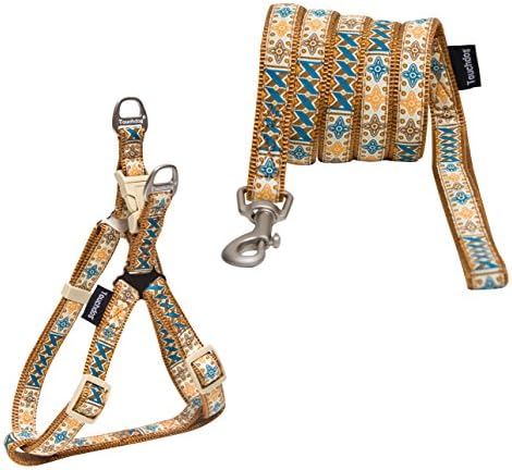 Touchdog 'calibre' designer bordado Fashion Fashion Pet Dog Creath and Harness Combination, pequeno, azul
