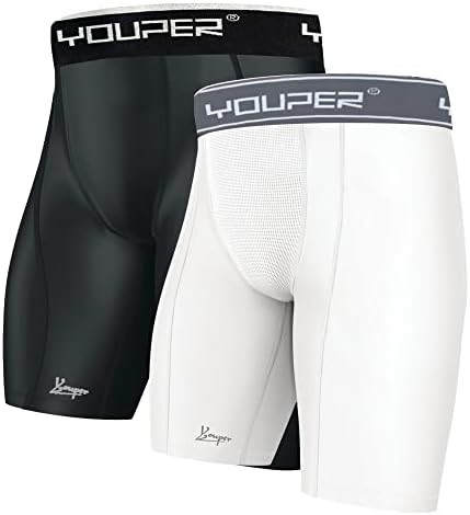 Roupa íntima do YouPer Athletic, shorts de compressão com bolso, tamanhos adultos