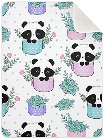 Cobertor panda com copo de copo de algodão para bebês, recebendo cobertor, cobertor leve e macio para berço, carrinho de bebê, cobertores