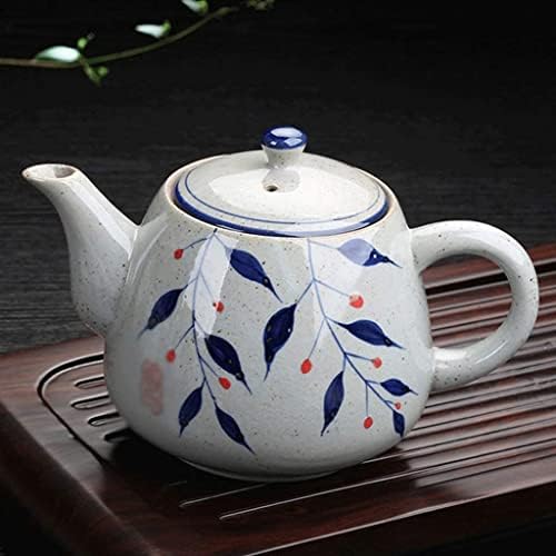 Kettle bule de chá retro design nostálgica alta temperatura pintada à mão azul e branca porcelana alça de cerâmica