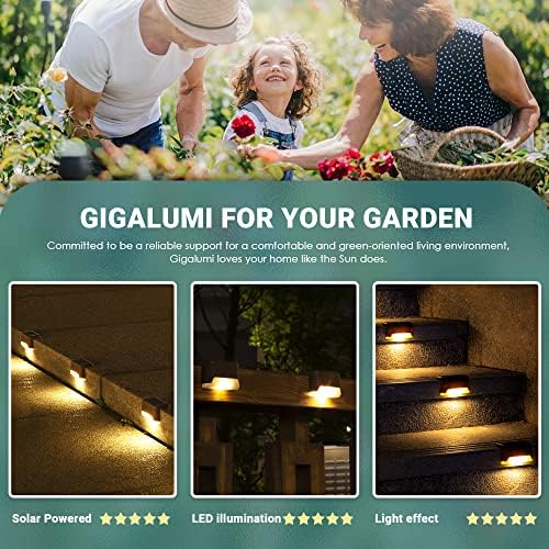 Gigalumi 12 PCS Luzes de deck solar, lâmpada solar de LED à prova d'água acabada de bronze para caminho externo, quintal,