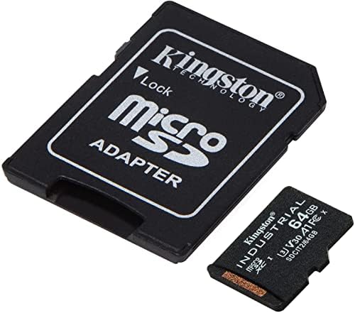 Cartão de memória de temperatura industrial de Kingston Microsd 64GB com adaptador UHS-I U3 Classe 10 Grade Industrial SDHC 100MB/S Pacote com tudo, exceto Stromboli Micro & SD Card Reader