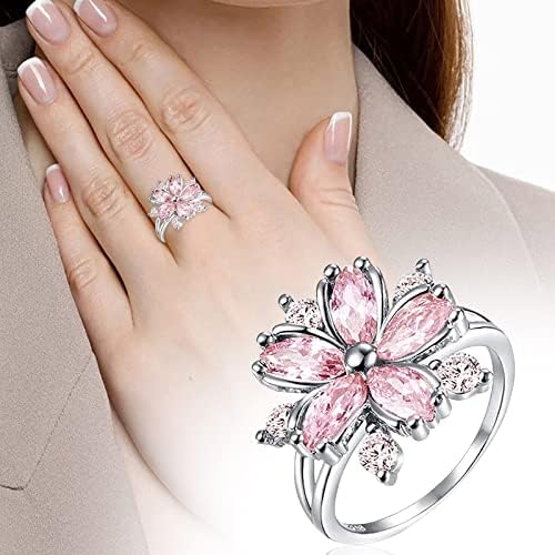 Anéis para mulheres Flower Zircon Ring Jewelry Birthday Proposition Gift Briderg noivado anel