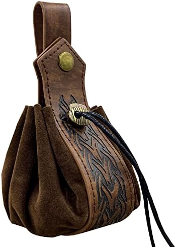 Hiifeuer Medieval Faux Leather Camada de Caminhão, bolsa de moedas portátil retro nórdica, bolsa de correia vintage para