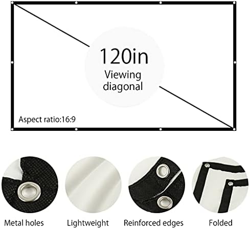 FZZDP 100/120 polegada Projector Screen 16: 9 White Dacron Diagonal Projeção de projeção de vídeo Montada para filme