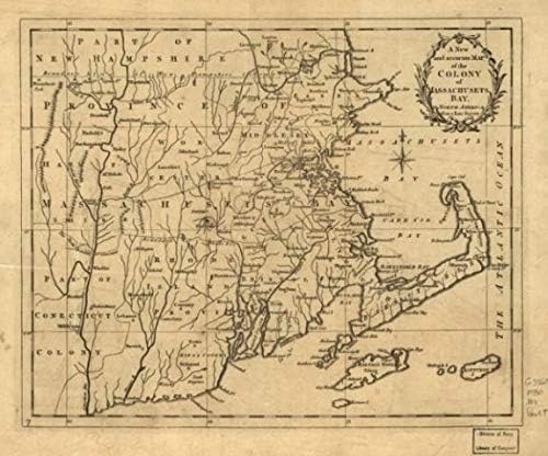 1780 Mapa | Um mapa novo e preciso da colônia de Massachusets, isto é, Baía de Massachusetts, em N