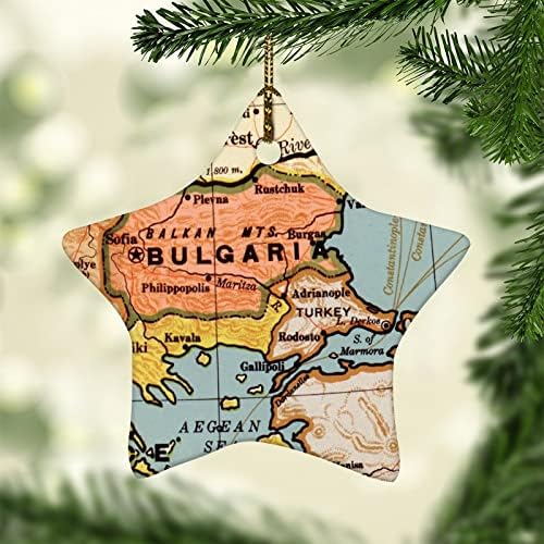 Mapa de 3 polegadas Bulgária Ornamentos vintage Retro City Mapa Round Christmas Ornamentos para crianças meninos