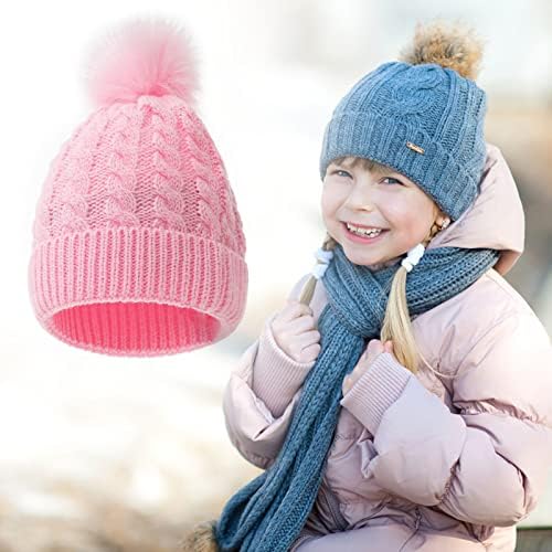 Chapéu de bebê meninas para criança chapéu de malha de crianças garotas de chapéu algodão de algodão de inverno pom pom pom chapéu