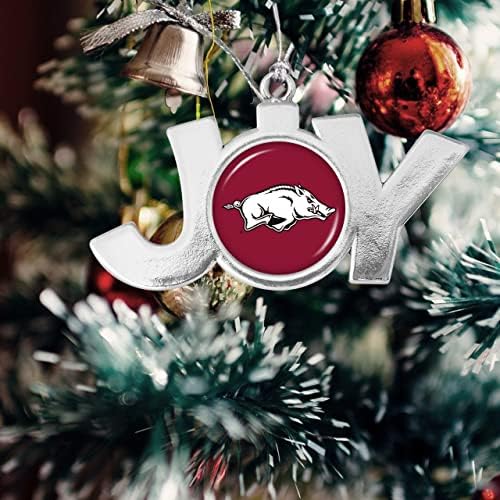 Das empresas do coração Arkansas Joy com o logotipo da equipe Silver Metal Christmas Ornament Gift Tree Decoration