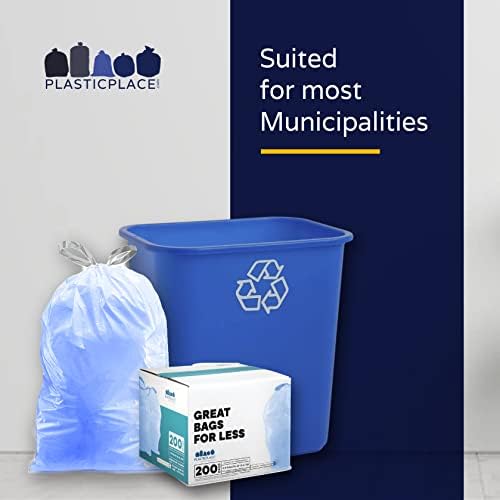 Código simples de plástico simples v revestimentos de lixo compatíveis com cordão 4,2-4,8 galões / 16-18 litros 14,75 x 28, azul