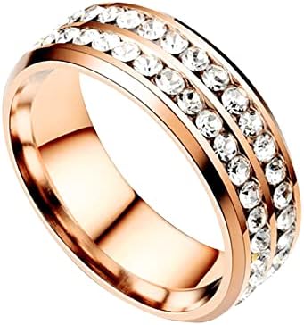 2023 Novo aço de titânio aço duplo anel de diamante coreano moda moda aço inoxidável diamante casal anel calmo anel mulheres