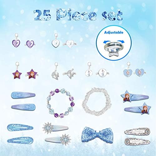 Calendário do Advento para Girls Christmas de Natal 24 dias Frozen Countdown Calendário com pulseira de charme DIY,