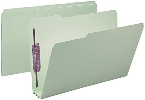Pastas de fixador de prensa Smead® com figuradores SafeShield®, expansão de 3 , tamanho legal, reciclado, cinza/verde, caixa