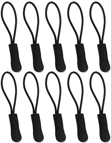 Yzsfirm 10pcs A substituição do zíper puxa o Extender Black Zipper Pull Cord para mochilas, jaquetas, bagagem, bolsas, bolsas