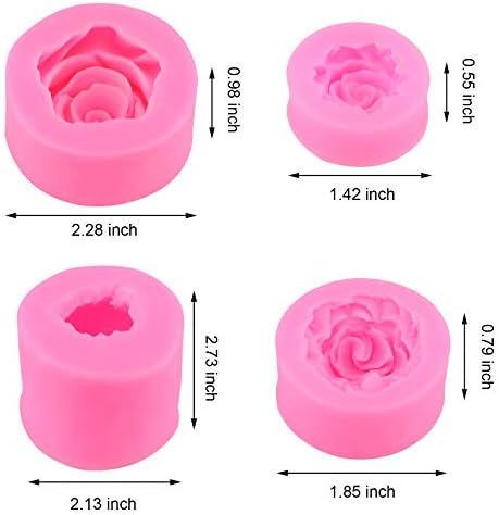 4 peças 3d Flor Silicone Soop Mold 3d Rose Flowerant Mold Flor Bloom Shape Rose Silicone Mold Rose Castle