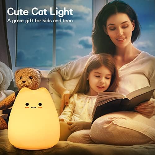 Luz de noite de litros para crianças, lâmpada de gato 7 cores lideradas luz noite
