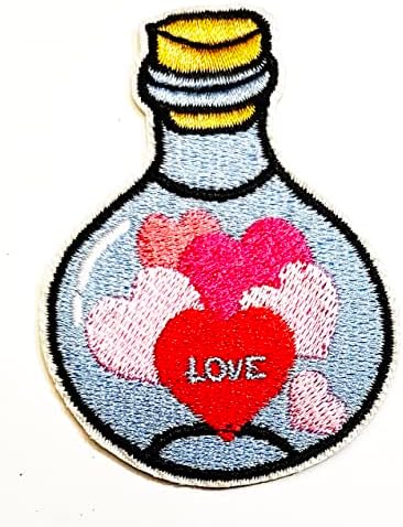 Kleenplus 3pcs. Corações de garrafa de vidro patches desenho animado crianças adtenhas artes sinol símbolo de traje de camiseta