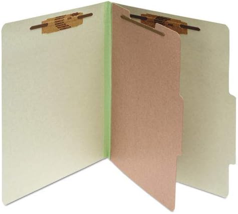 Pastas de classificação da ACCO com figuradores, quadro de prensa, 4 partes, tamanho da carta, verde, 10 por caixa