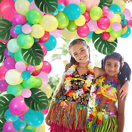101 PCS Tropical Luau Balloons Arch Kit Kit verde amarelo amarelo Garland Kit com folhas de palmeira para havaí flamingo moana aloha