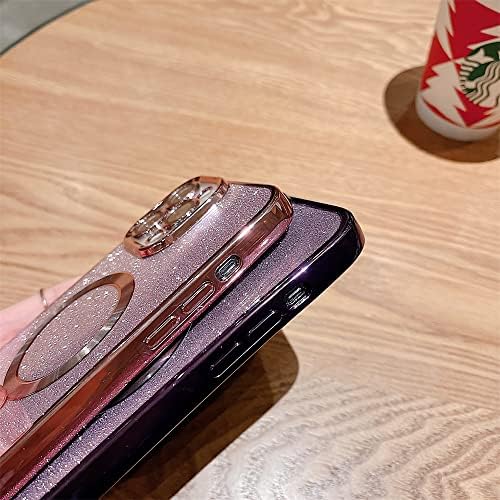MinScose Compatível com iPhone 12 Pro máximo de 6,7 polegadas, luxuoso e magnético Bling Bling Sparkle Shiny Clear Tele