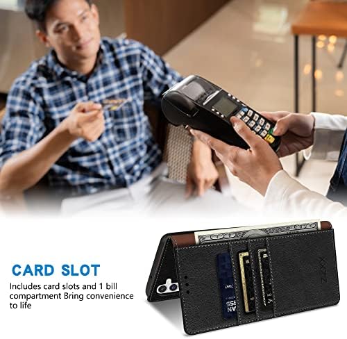 ZZXX Samsung Galaxy A14 5G Caixa da carteira com [bloqueio RFID] Slot de cartão de cartas Stand Forte Casca de telefone de couro