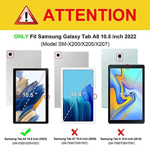 Samsung Galaxy Tab A8 Caso de 10,5 polegadas 2022 Modelo, Aviso automático/Sono, Premium PU Couro dobrável Tampa com suporte para
