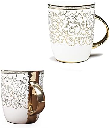 Canecas de café em cerâmica artesanais femora Conjunto indiano de ouro de 1, xícaras de cappuccino, xícaras de café, xícaras de café