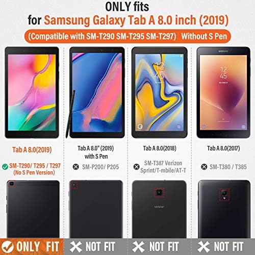 Timecity Samsung Galaxy Tab A 8.0 Case 2019 SM-T290/ T295/ T297, Proteção à prova de gota de corpo inteiro Caso resistente