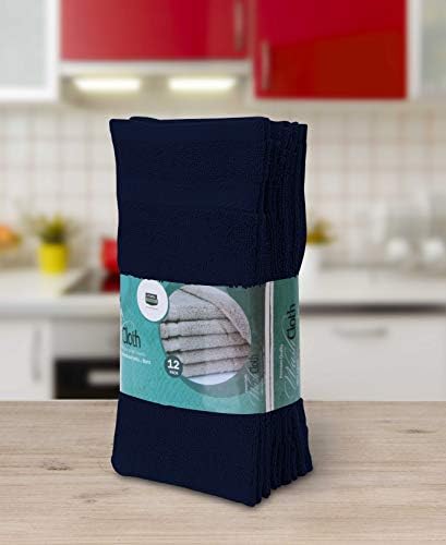 Utopia Towels Pacote Premium - Marinha de panos de algodão, pacote de 12 com toalhas de mão da Marinha, pacote de 6