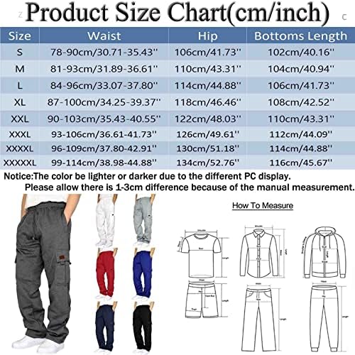 Zhuer masculino para pesos pesados ​​lã forrada com bolsos calças de carga aberta corta -lata de cordão elástico de cordão elástico