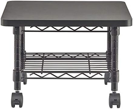 Produtos SAFCO Sob a impressora de mesa/suporte de fax, acabamento em pó preto, rodas giratórias para mobilidade