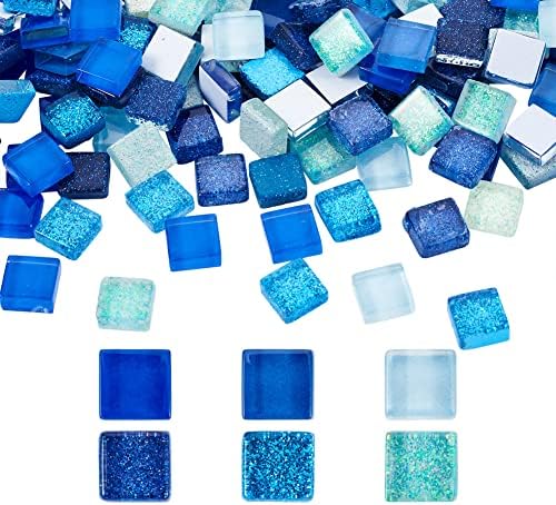 Kissitty 400pcs/caixa de cristal de vidro azul cabocões para jóias que fabricam azulejos de mosaico quadrado enfeites de cristal