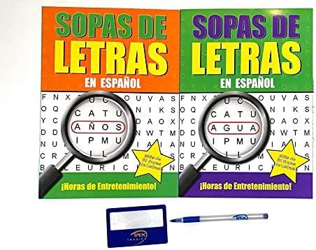Vision St. Publishing 2 Pack Sopas de Letras Jumbo Livro de Pesquisa de Palavras Espanhol, Ligação, Caneta para Fácil Leitura