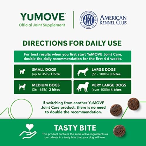 Suplemento articular de cães de yumove, suplemento de quadril e articulação para cães com glucosamina, ácido hialurônico e mexilhão
