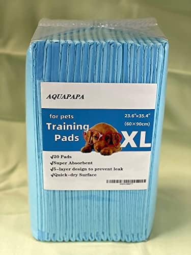 Aquapapa Dog Puppy Pee Pads para treinamento e viagem com potty, à prova de vazamentos, alta absorção, pacote de 20,6 x 35,4