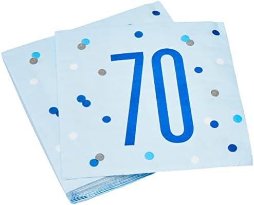 Polinhas azuis exclusivas 83561 DOTS de 70 anos de almoço de aniversário descartáveis ​​| 16 PCs, 70 anos