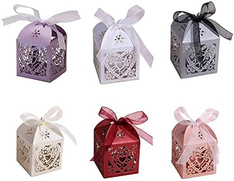 Zjhyxyh 20pcs/set Love Heart Hollow Carriage Favors Gifts Candy Caixas com material de festas de casamento de fita