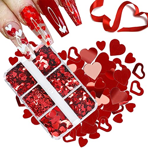 Pérola Pearl Small 6 Grid Box Série do Dia dos Namorados Bigred Heart Hollow Out Unhencement Chircins Accessories Stickers Nails