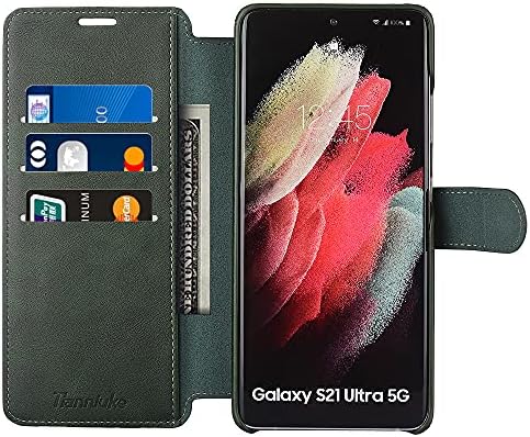 Tianniuke para Samsung Galaxy S21 Caso Ultra com S Pen, PU Couather Magnetic Cover RFID Blocking Slot para Samsung Galaxy