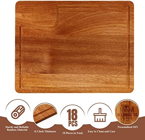 12 PCs Placas de corte de cozinha a granel Wood Boards de corte retangular com ranhura de suco Grande tábua de corte de madeira
