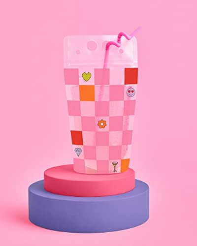XO, Fetti Pink Drice Bolsa - 16 contagem | Bachelorette Drinkware, copos de festa de aniversário fofos, piquenique