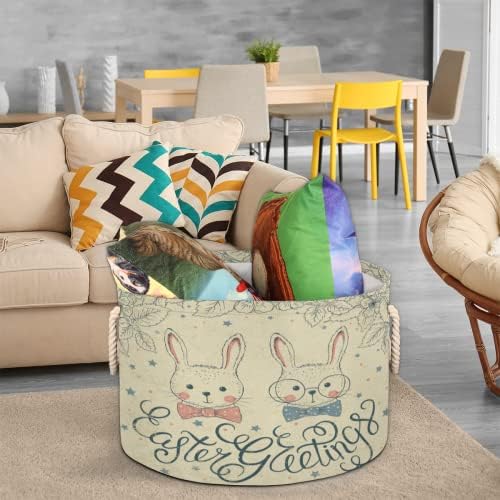 Bunny Couon Casal grande cestas redondas para cestas de lavanderia de armazenamento com alças cestas de armazenamento de mantas para