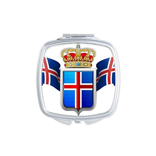 Islândia nacional emblema country símbolo espelho portátil compacto maquiagem de bolso de dupla face vidro