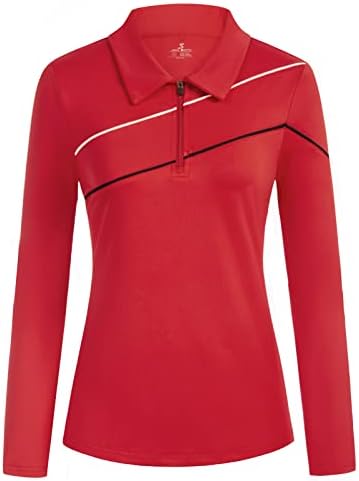 Jack Smith Women Golf Polo Camisetas Dry Fit UPF 50+ Tênis de manga comprida Tops zípem camisa atlética Slim Fit com