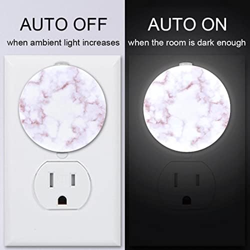 2 Pacote Plug-in Nightlight LED Night Light com Dusk-to-Dewn Sensor for Kids Room, Nursery, Kitchen, Hallway Pink mármore